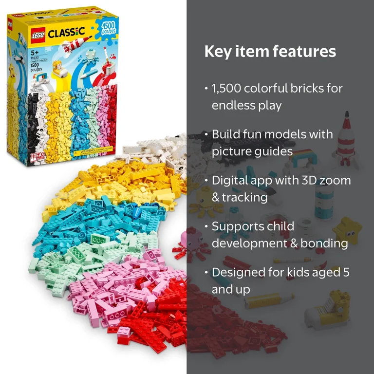 LEGO Classic Creative Color Fun 11032, Kids Building Set 5+, 1500