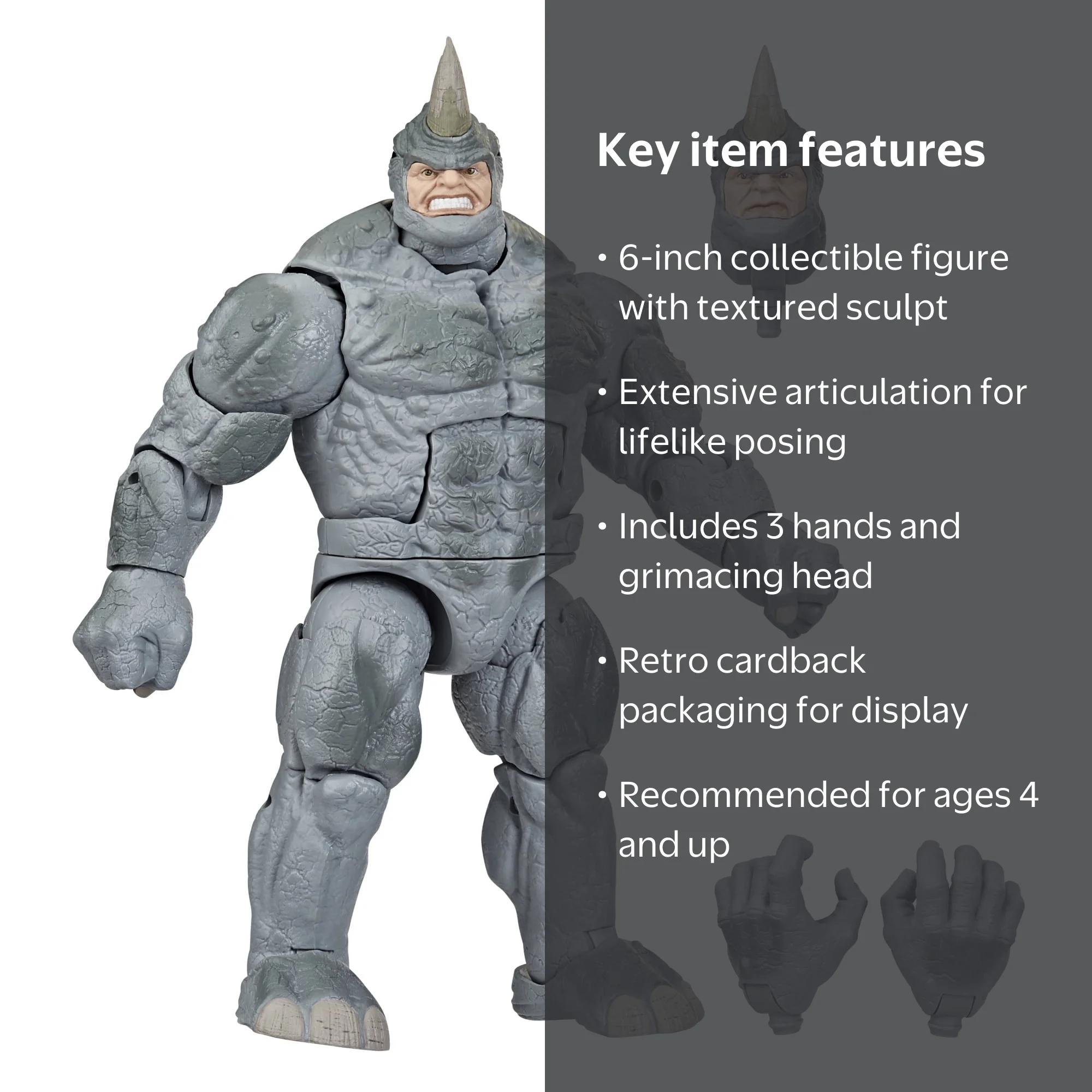 Marvel Spider-Man Legends Series 6-inch Rhino Villain Retro Action 