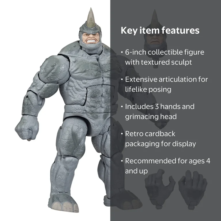 Marvel Spider-Man Legends Series 6-inch Rhino Villain Retro Action