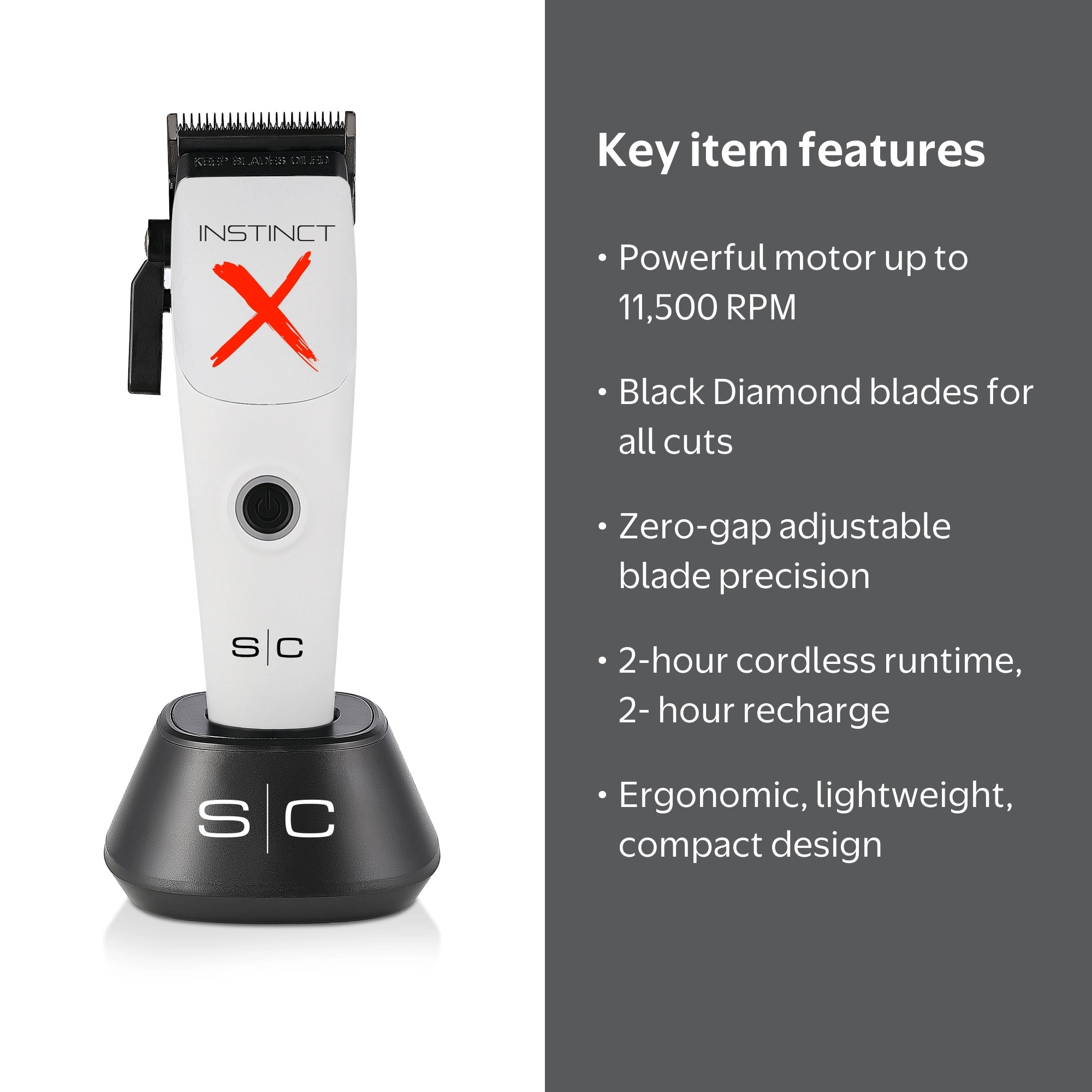 StyleCraft Instinct-X Professional Cordless Hair Clipper with IN2