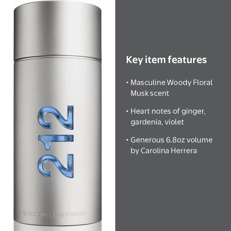 Carolina Herrera 212 MEN NYC, Woody Floral Musk Fragrance, Eau De