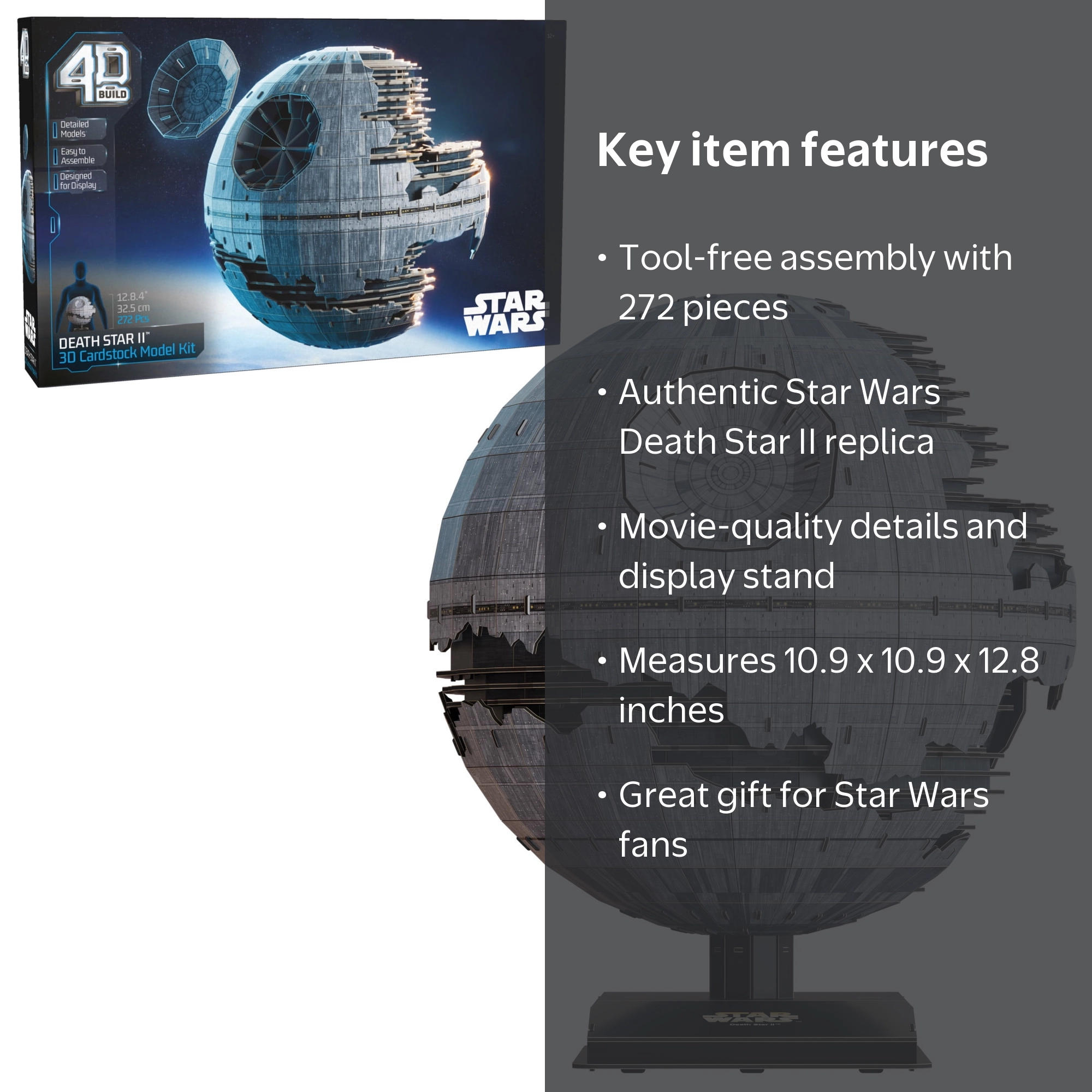 4D Build, Star Wars Death Star II Cardstock Model Kit, 17