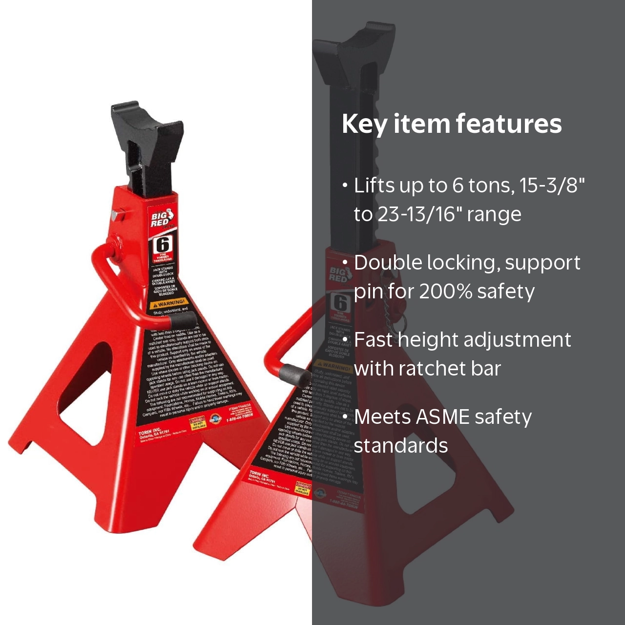 きょうたん(*^^*) Torin BIG RED 6 Ton Double Locking 1 Pair Steel Jack Stands