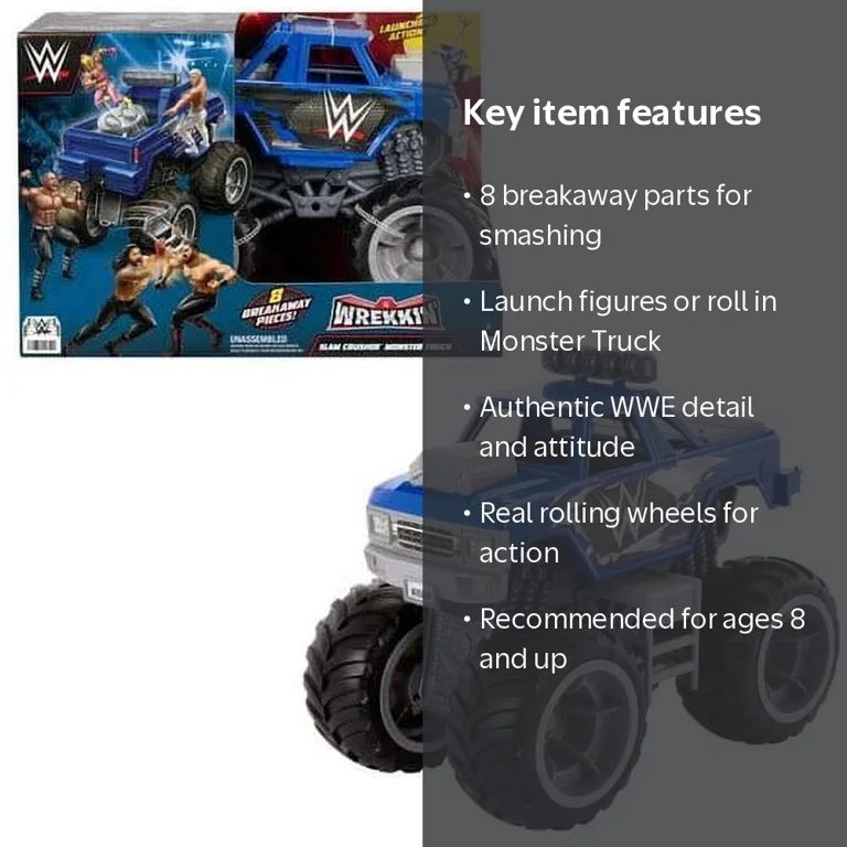 Mattel, WWE Vehicle Wrekkin Slam Crusher Monster Truck, Multicolor