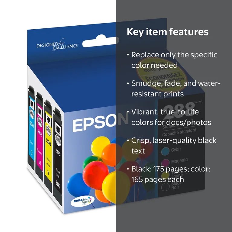 Epson 288 DURABrite Ultra Ink Cartridge - Black, Cyan, Magenta