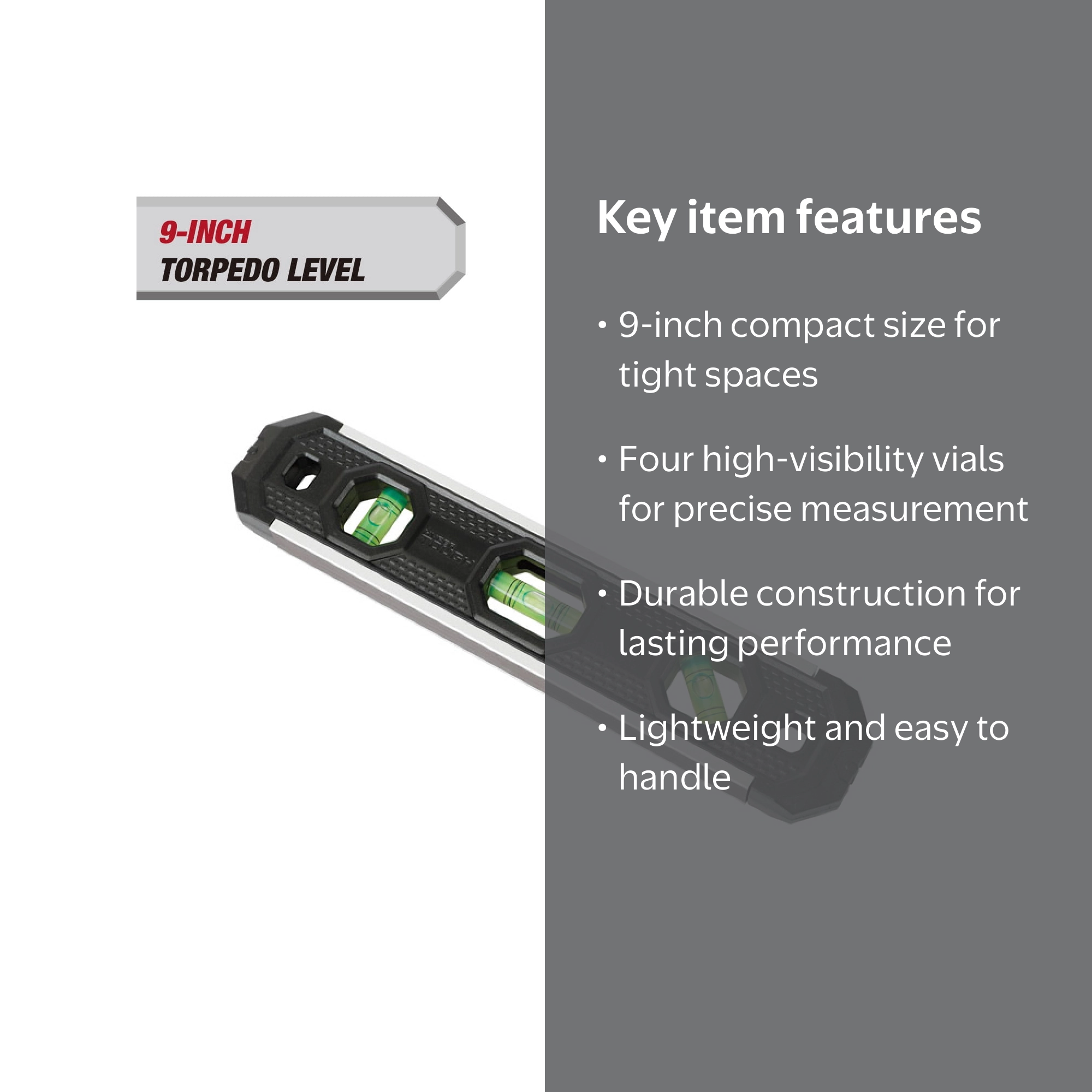 Hyper Tough 9-inch 3 Vial Magnetic Edge Torpedo Level - Walmart.com