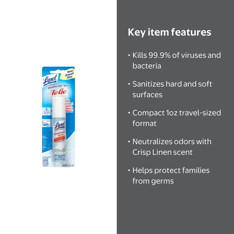 Lysol, Disinfectant Spray, 1oz, Crisp Linen scent, kills 99.9% of