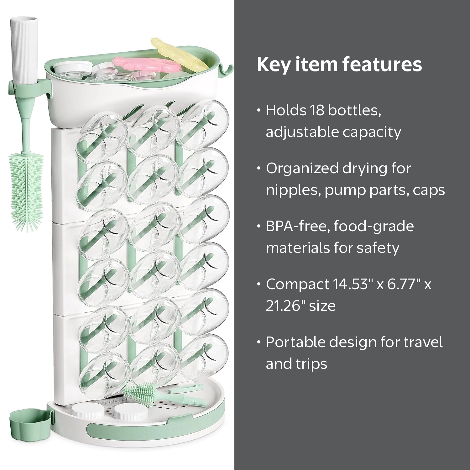 Momcozy DIY Larger Bottle Drying Rack for 18 Bottles, Space Saving