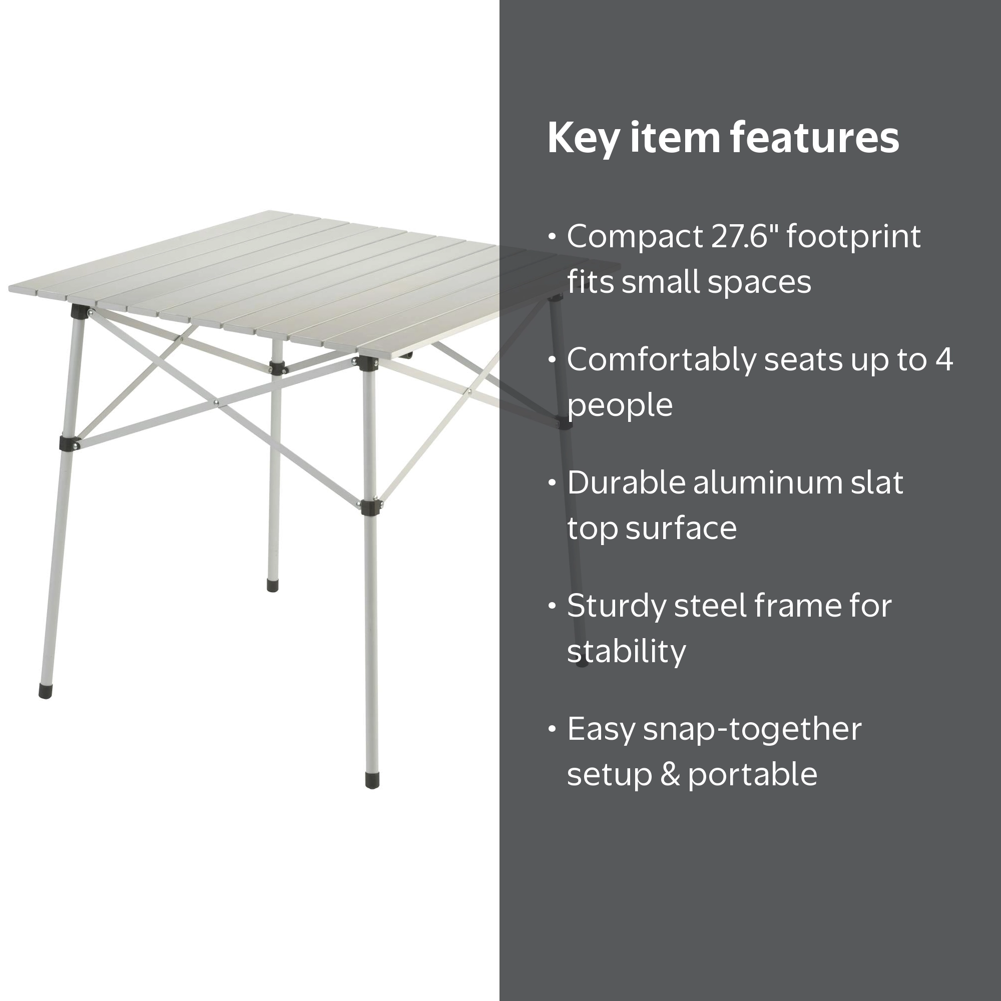 Coleman, Camping Table, Compact Roll-Top Aluminum, Seats 4