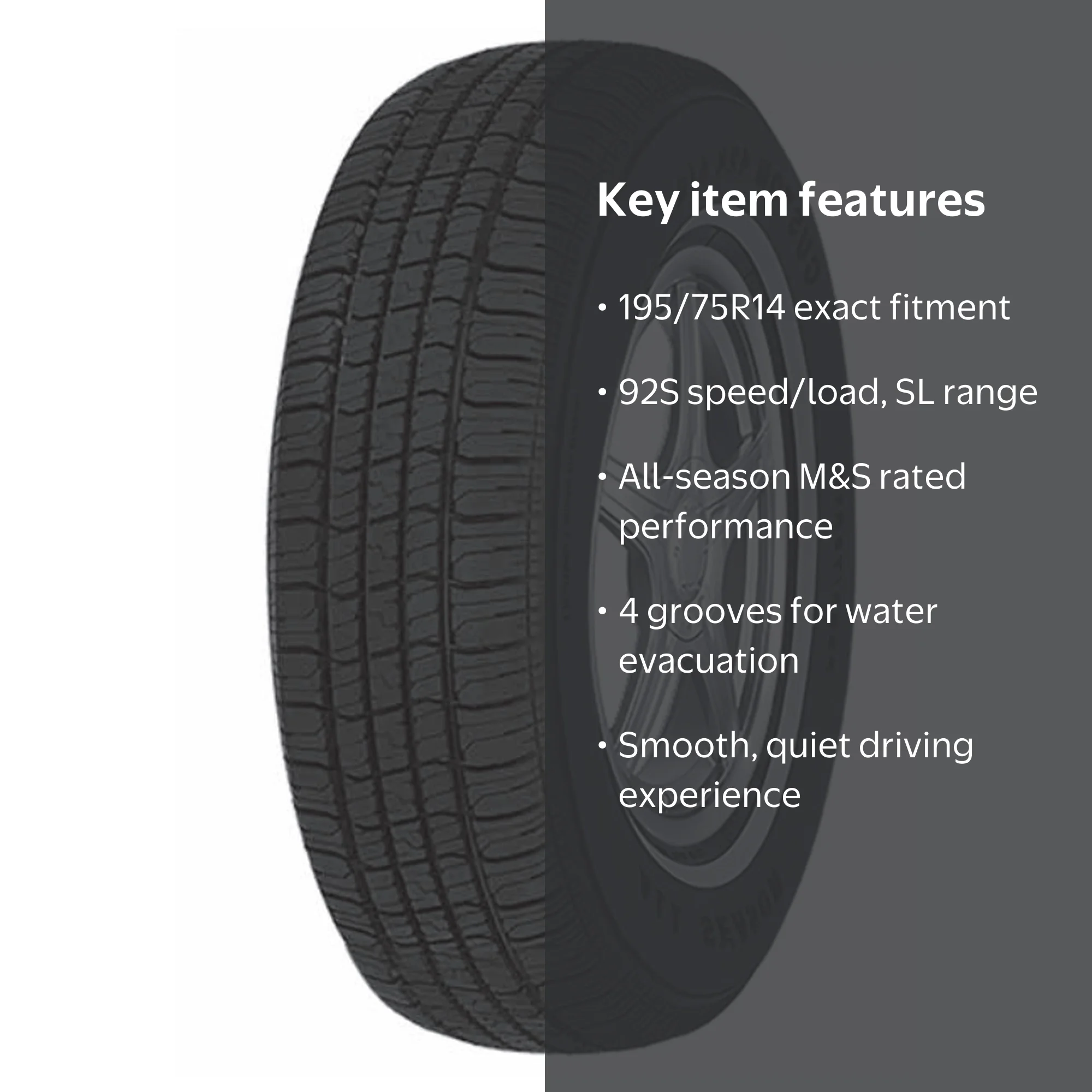 Multi-Mile Custom 428 A/S All Season 195/75R14 92S Passenger Tire