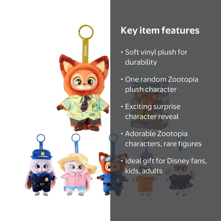 MINISO Disney Zootopia Soft Vinyl Plush Toy Blind Box Cute Mystery