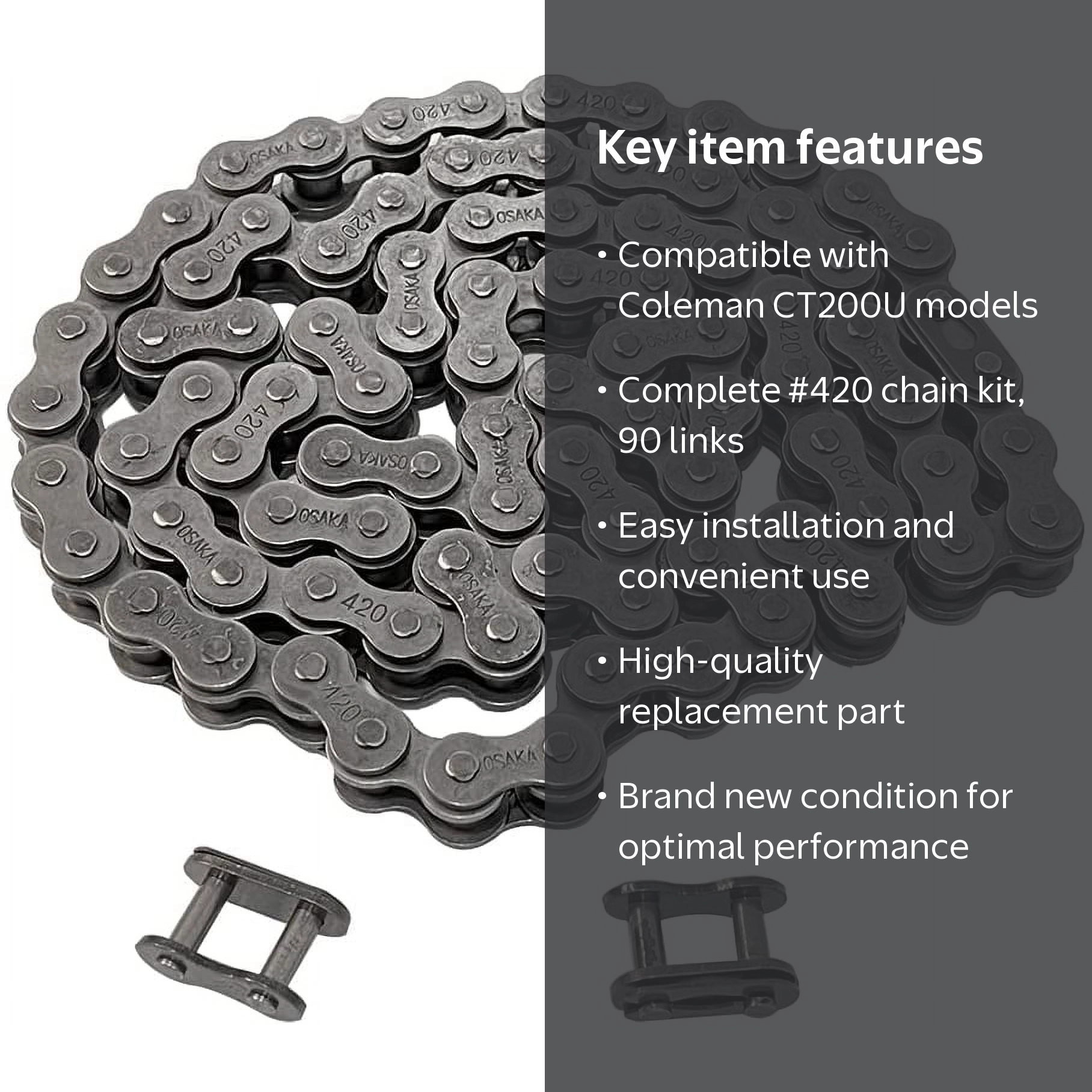 chain for a coleman mini bike 42-Link 420 the CT200U Trail & CT200U-EX Bikes  Monster Scooter Parts Safe transportation with reliable package 12T #35 Clutch 5/8"B and