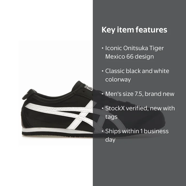 ASICS Men's Onitsuka Tiger Mexico 66 Black White Shoes, from