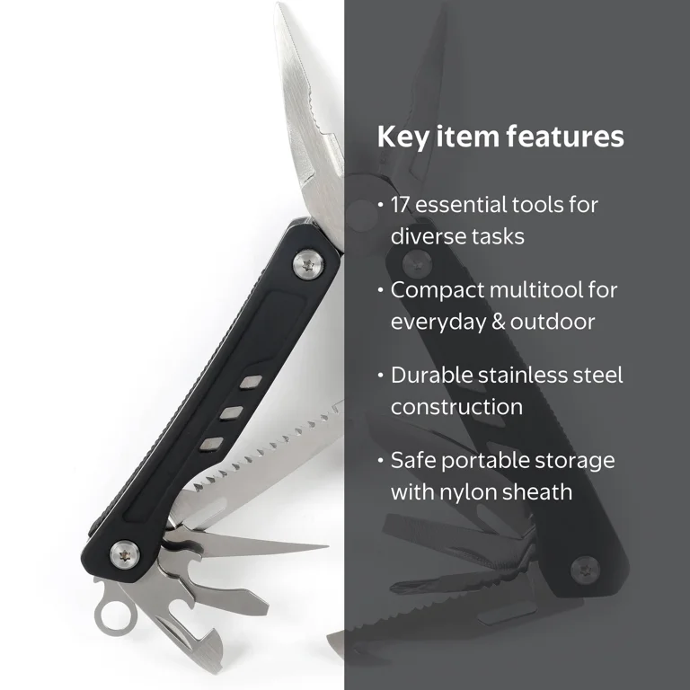 1点のみ！ダブルバインダーセット【A7】ブラック Ozark Trail 17-in-1 Multitool, Stainless Steel, Black, Model 2119