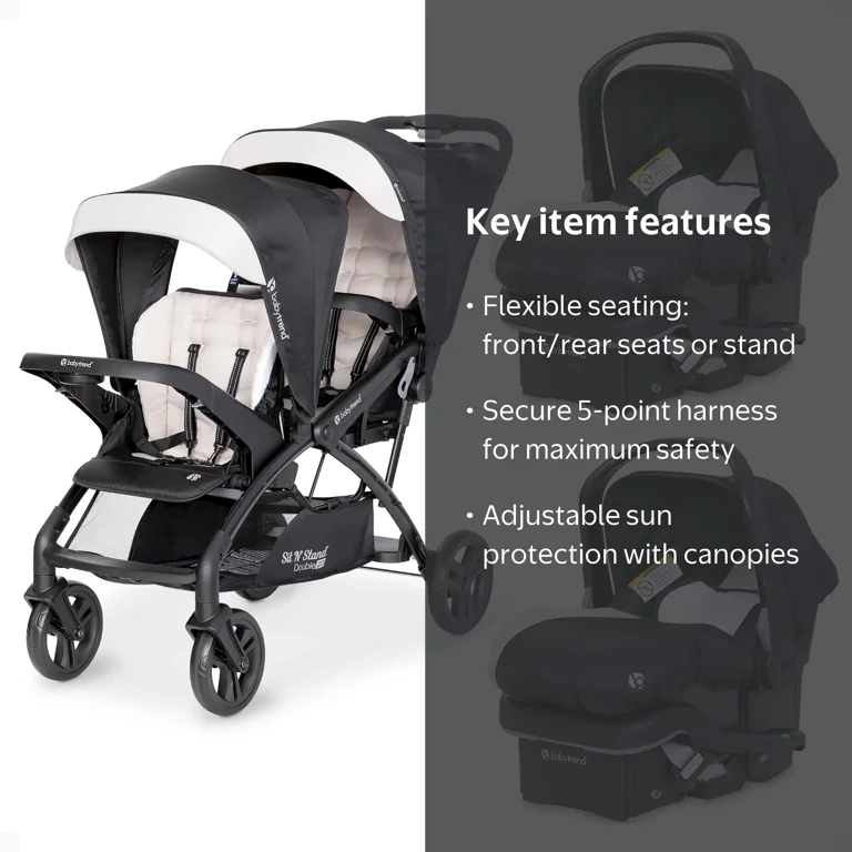 Baby Trend Sit N' Stand Double Stroller with EZ-Lift Car Seats 2