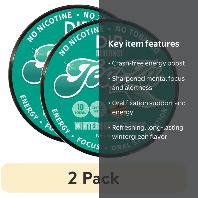 2 pack) Teaza Herbal Energy Pouches Wintergreen, Made From Tea, 1