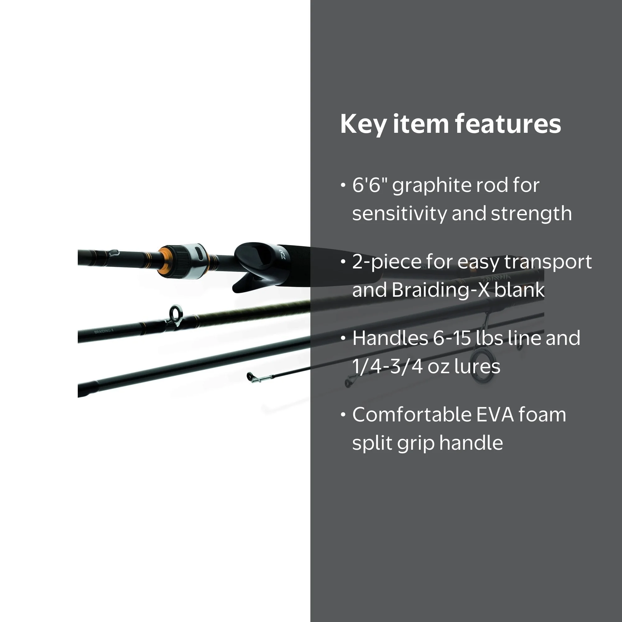 Daiwa AIRX662MFS Aird-x Braiding-x Spinning Rod [6'6