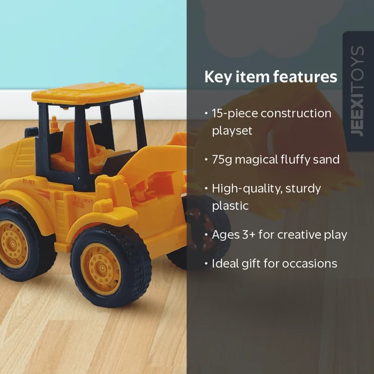 JEEXI Construction Playset with Magical Fluffy Sand 15pcs Building