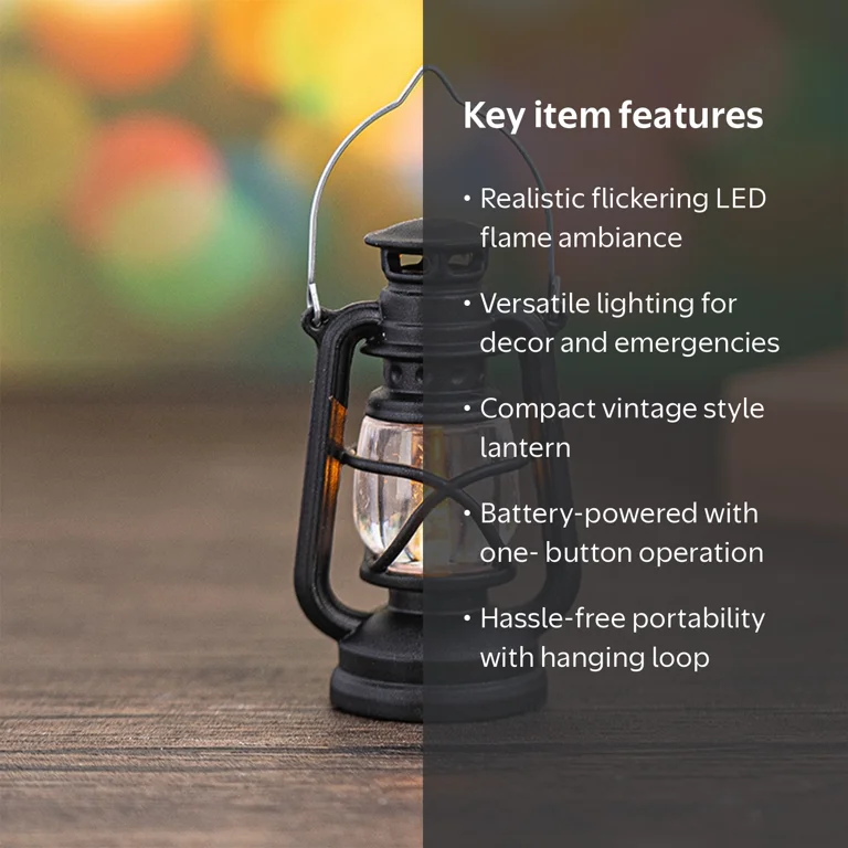 Vintage LED Hurricane Lantern, Warm White Battery Operated Lantern