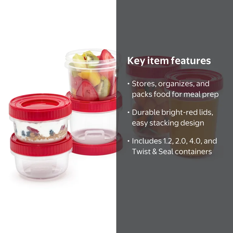 Rubbermaid Takealongs 12 Piece Food Storage Set, Red, Microwave