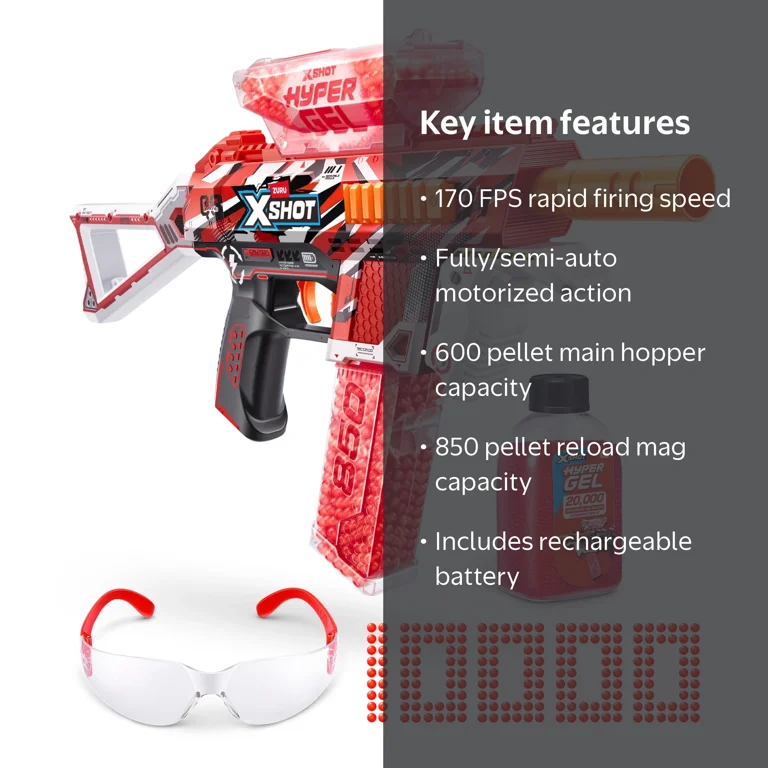 XSHOT Hyper Gel Trace Fire Motorized Blaster (10,000 Pellets
