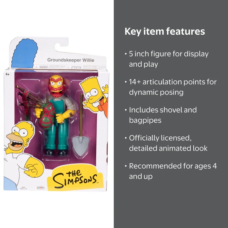 The Simpsons Groundskeeper Willie Action Figure, 5 inch + more