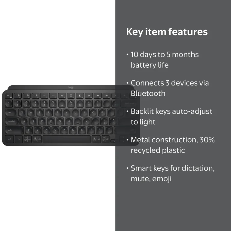 Logitech, Wireless Illuminated Keyboard, Compact, Black - Walmart.com