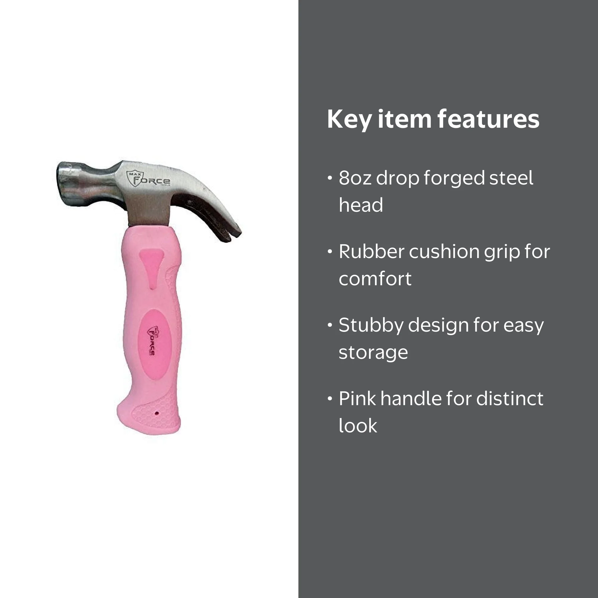 Diamond Visions, Stubby Hammer, 8 oz, Pink, Small and Compact