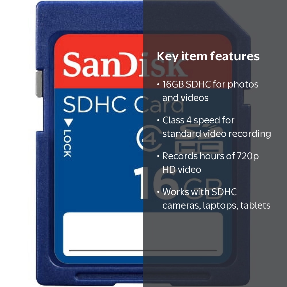 SanDisk 16GB SDHC Class 4 - Camera Standard Photo Storage Card