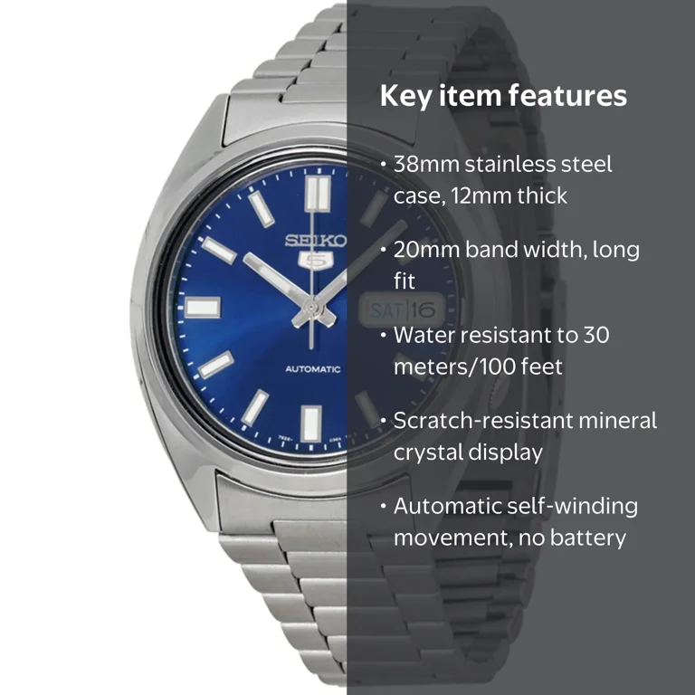 p*i様 セイコー5 SNXS77J1 ネイビー 自動巻 美品 精度良好 Seiko 5 Automatic Blue Dial Watch, Stainless Steel, 38mm Case, 30m