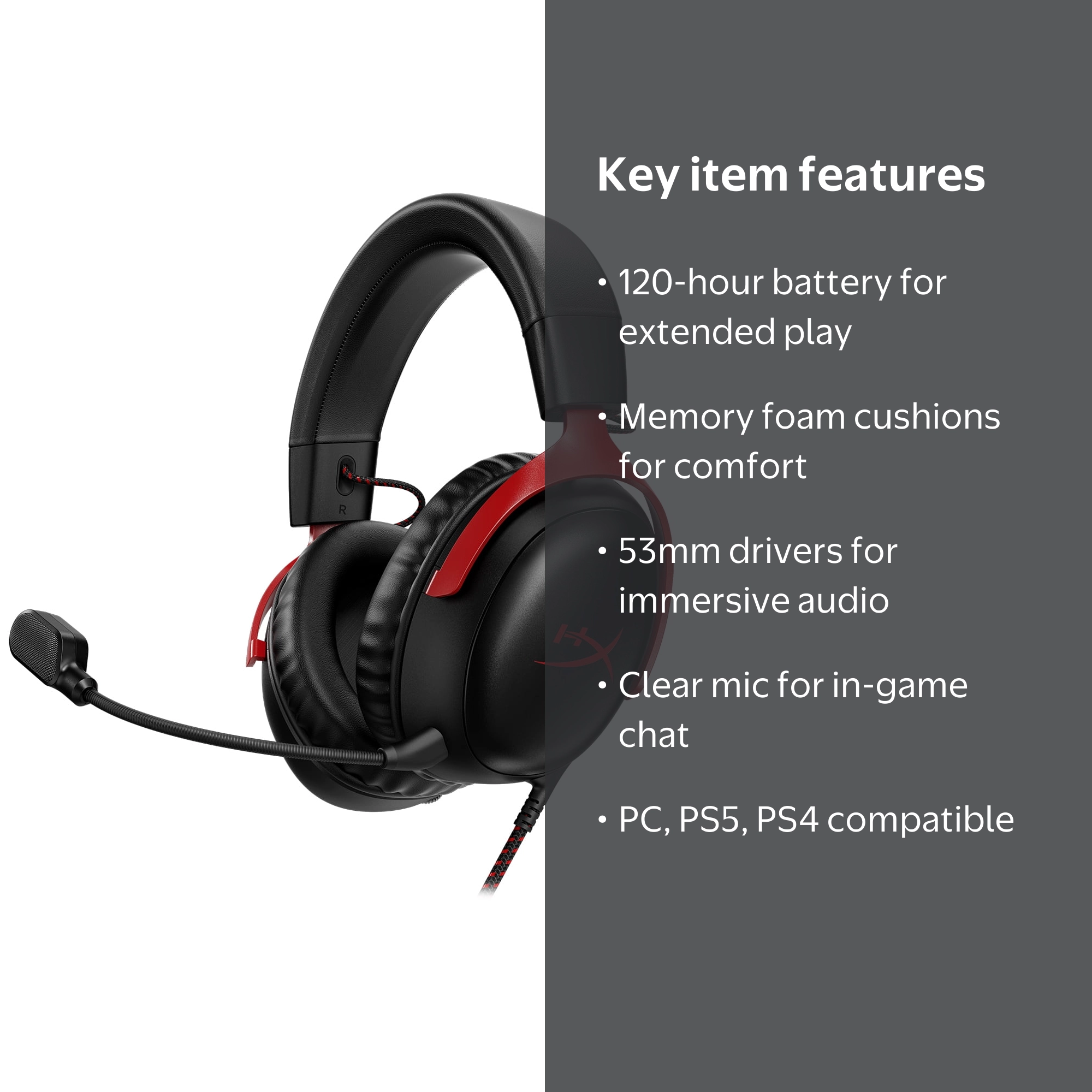 HyperX Cloud III Gaming Wireless Headset, Red: Computer