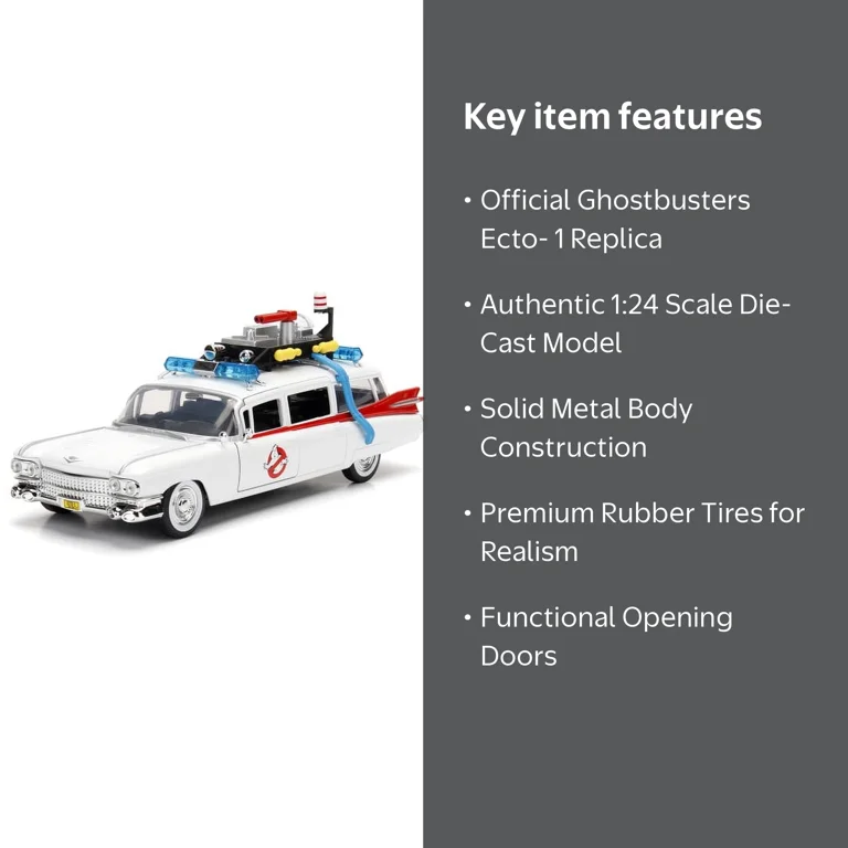 Jada Toys, Ghostbusters 1:24 Ecto-1 Die-Cast Car Model Vehicles