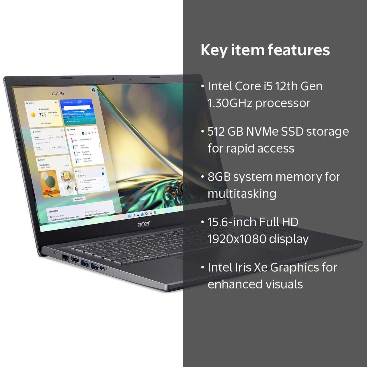 Acer Aspire 5, Intel Core i5 1235U, 8GB, 512GB NVMe SSD, 15.6