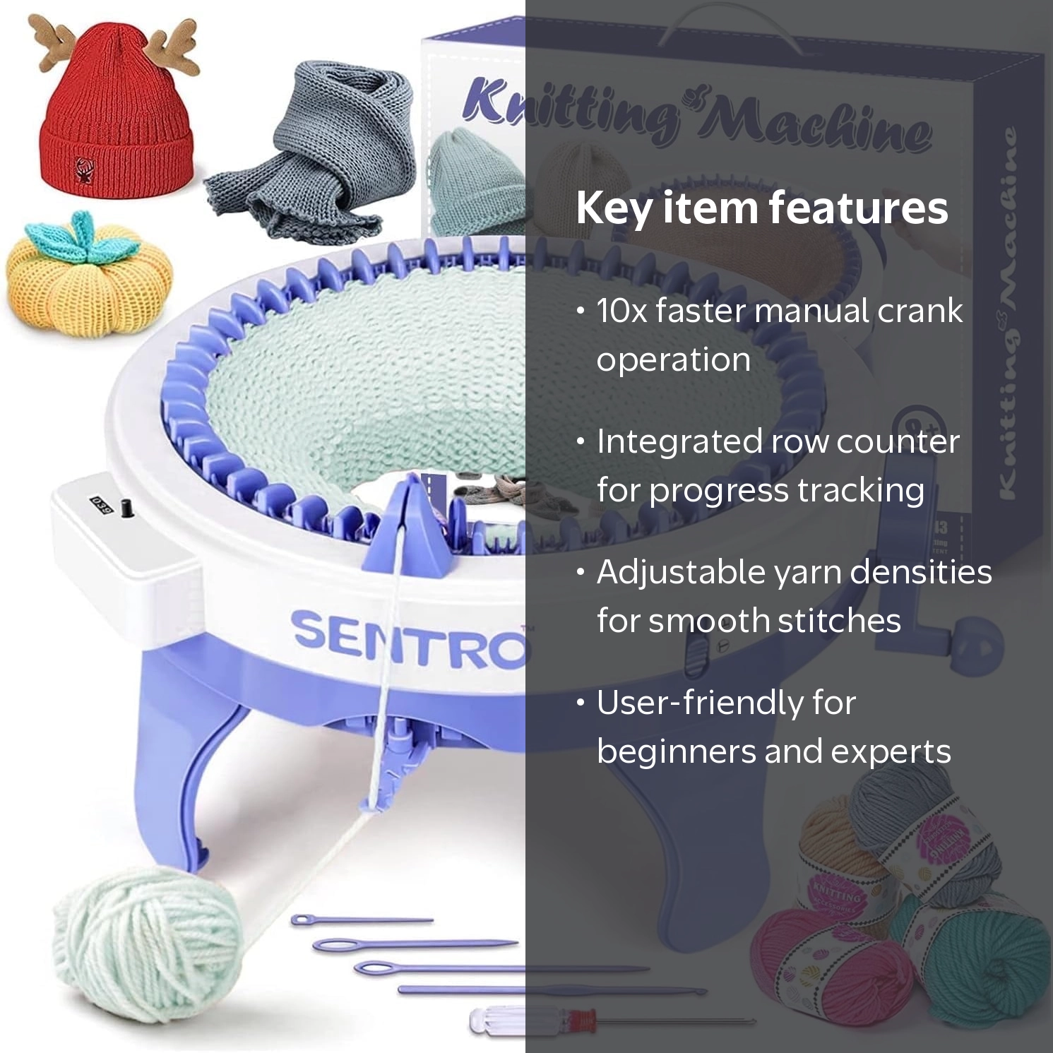 Zcvtbye Knitting Machines 48 Needles, Row Counter, Adjustable