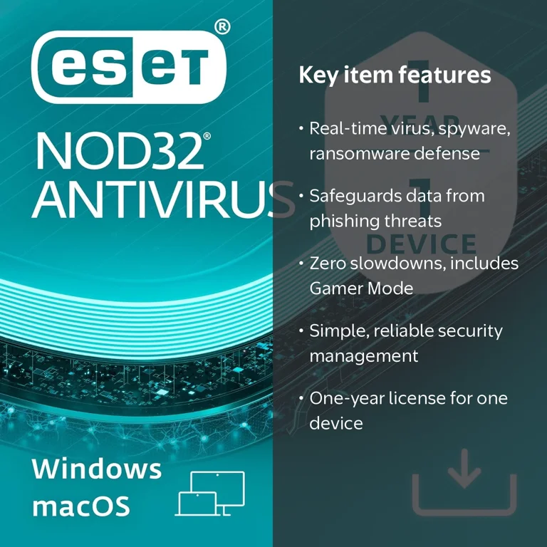 ESET NOD32 Antivirus 1 Year, 1 Device for Windows & Mac (Digital