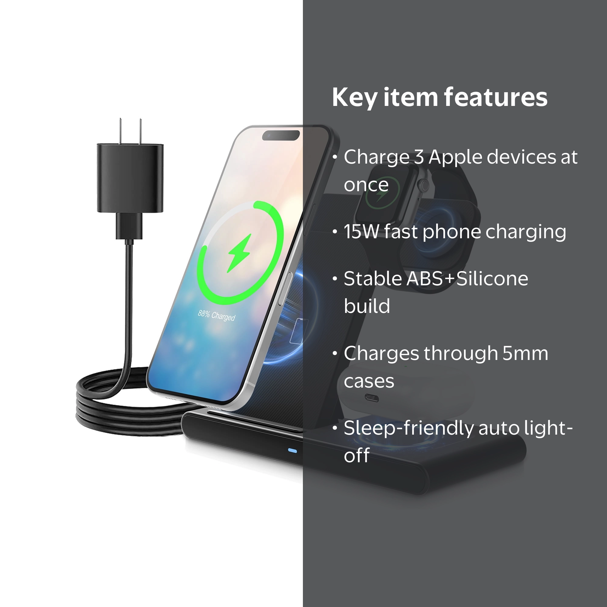 BAOKALER Wireless Charger Stand Magnetic Fast Charging Station for