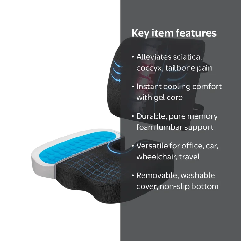 Cshidworld Gel Seat Cushion and Lumbar Support Pillow, Memory Foam