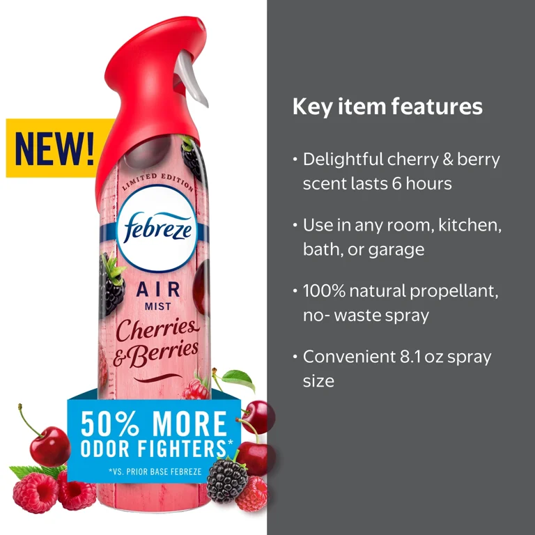 Febreze Air Mist Air Freshener Spray with Cherries & Berries Scent