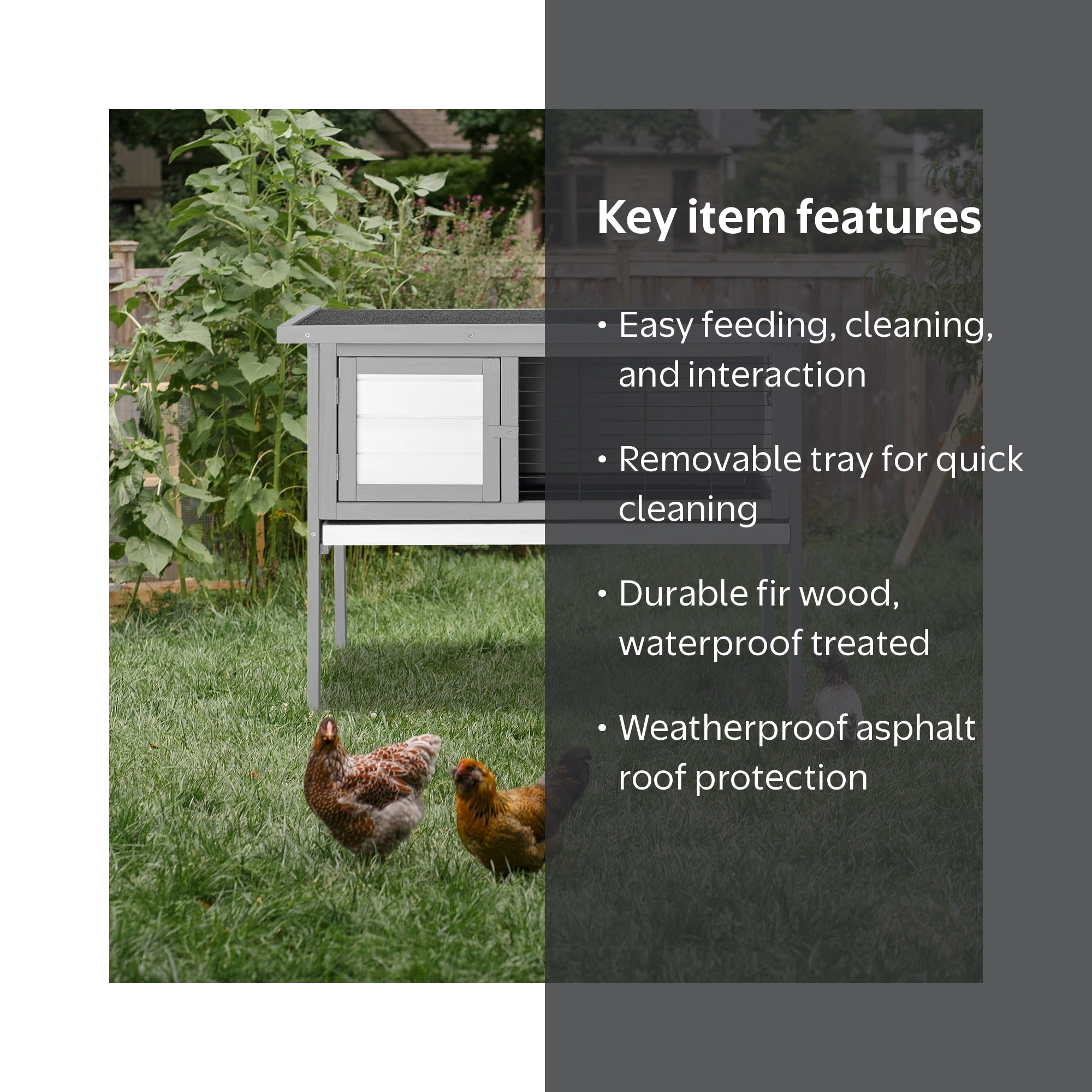 Zimtown Single Desk Wooden Chicken Coop, Waterproof Rabbit Hutch