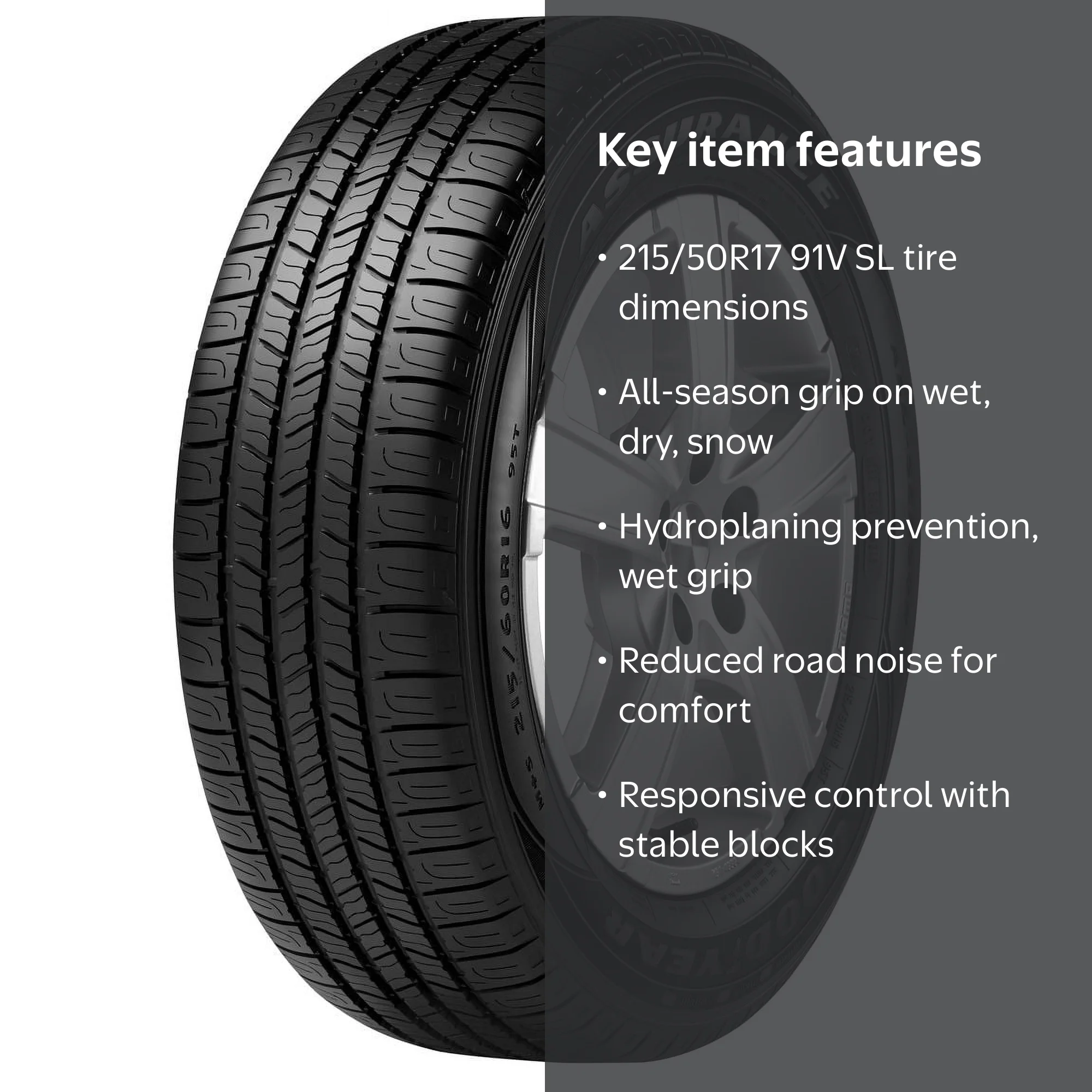 Goodyear Assurance 215/50R17 91V All-Season Passenger Tire for All