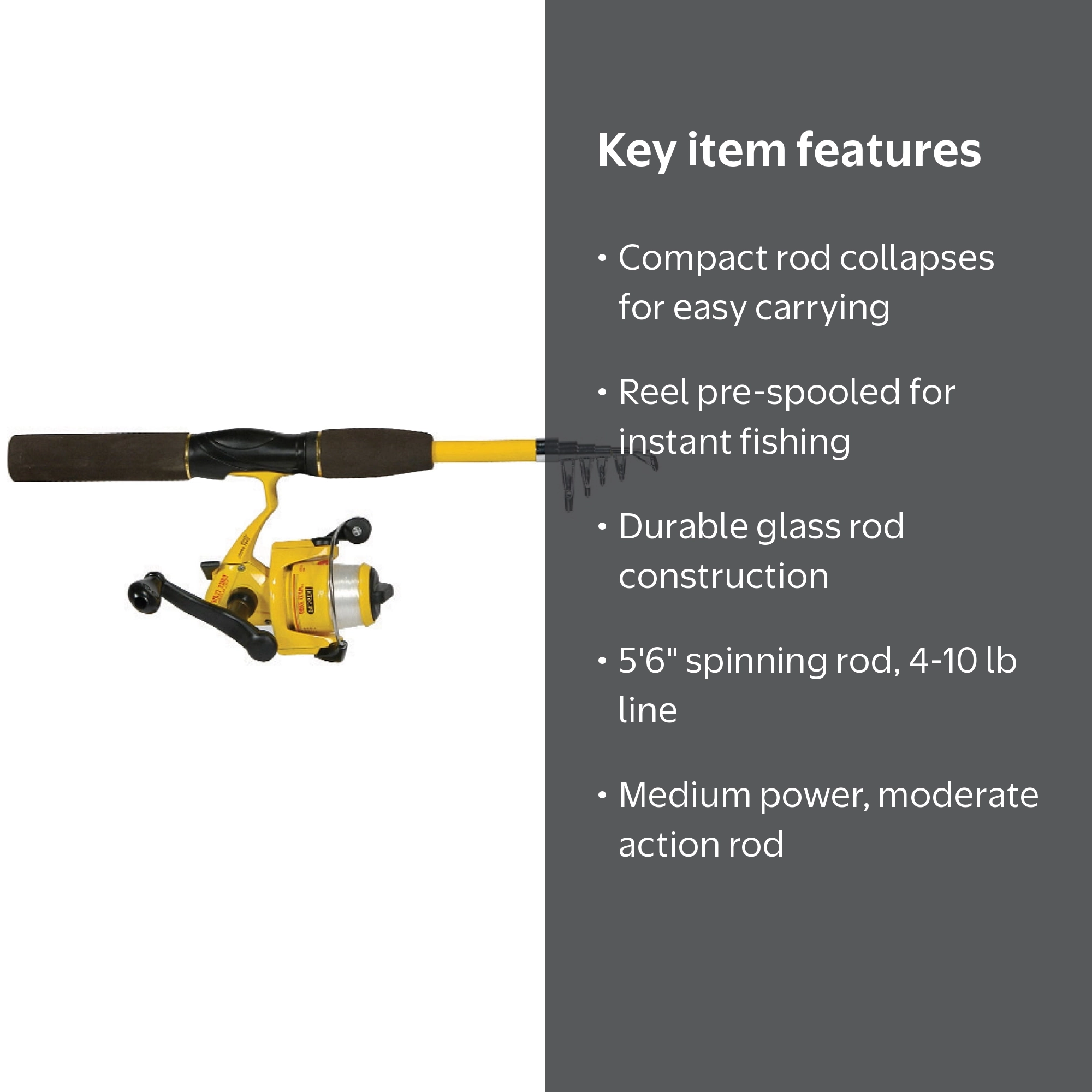 eagle claw collapsible fishing pole Brave Eagle 5' Medium Moderate Spinning Carded Combo Trailmaster Travel Pack Rods are equipped with beautifully engraved bronze reel seats Eagle Claw, Fishing Pole Combo,