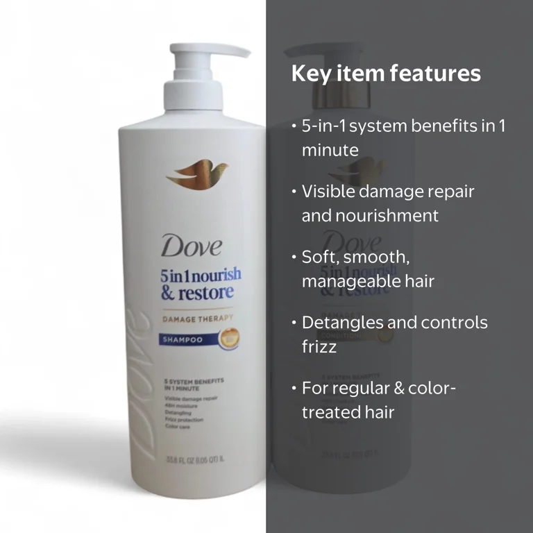 Dove 5 in 1 Nourish & Restore Damage Therapy Shampoo & Conditioner