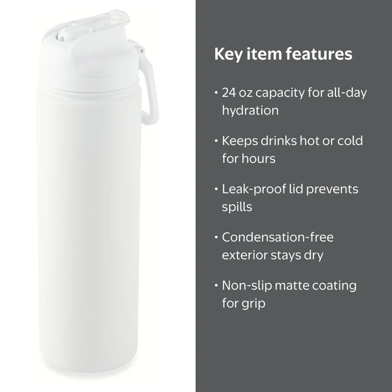 Mainstays 24 oz Stainless Steel Water Bottle, Double-Wall