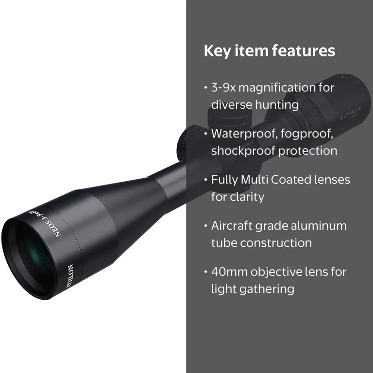 Athlon Optics, Riflescope, 3-9 x 40 Second Focal Plane SFP MOA