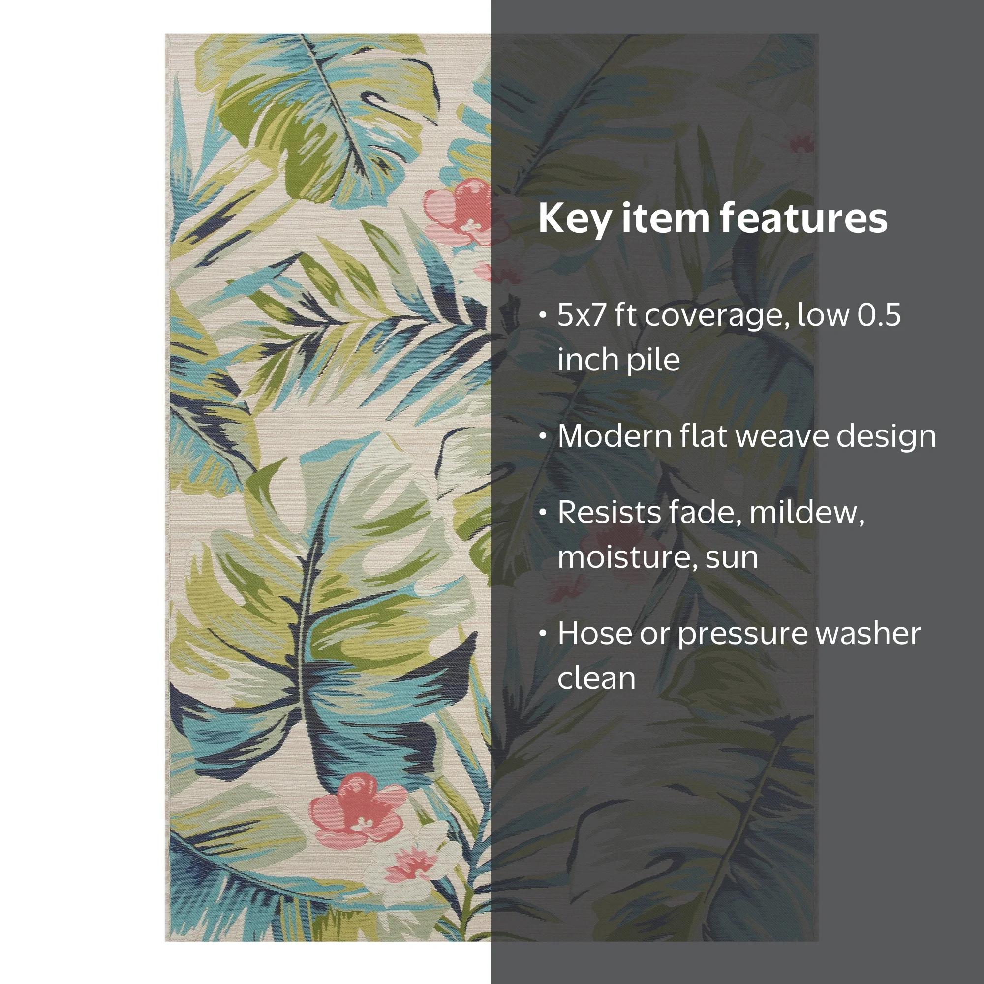 Better Homes & Gardens 5'x7' Woven Tropical Oasis Outdoor Rug
