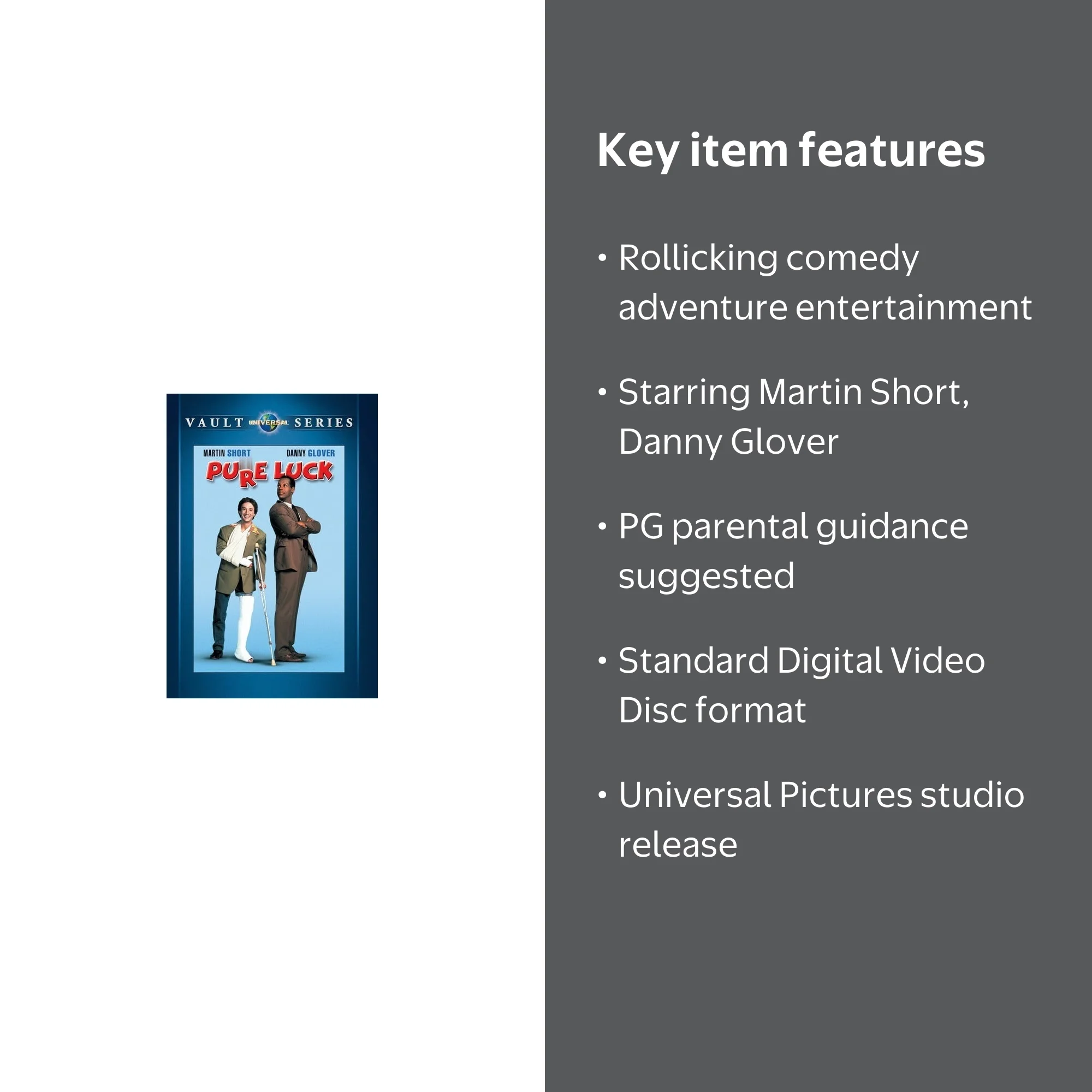 Universal, Pure Luck DVD, Martin Short, Danny Glover, Comedy
