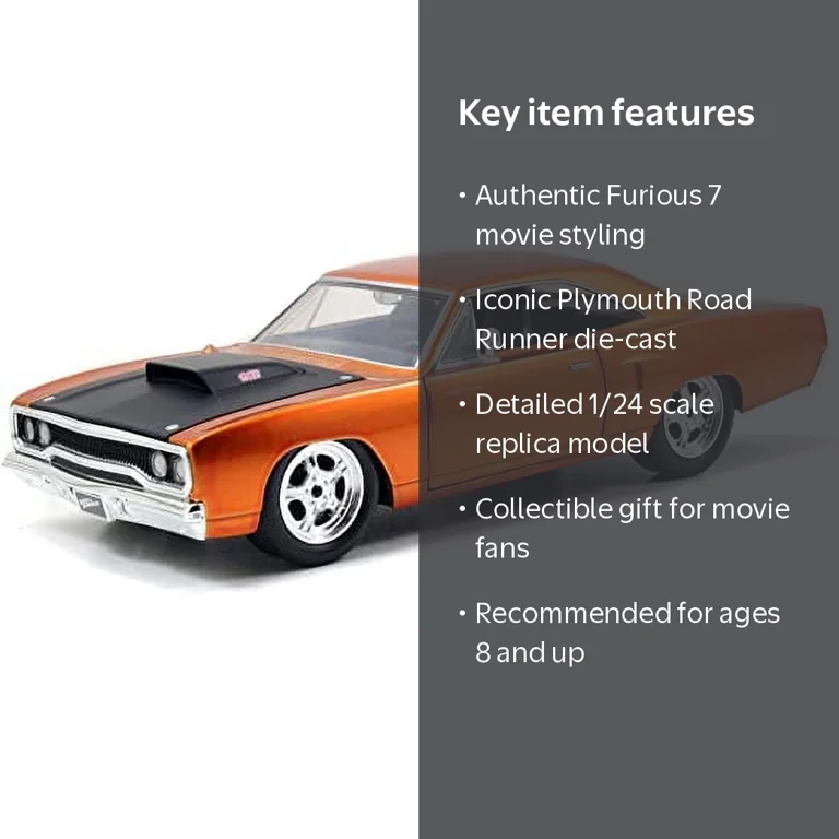 Jada Toys Fast & Furious Die-Cast 1:24 Scale Plymouth Road Runner