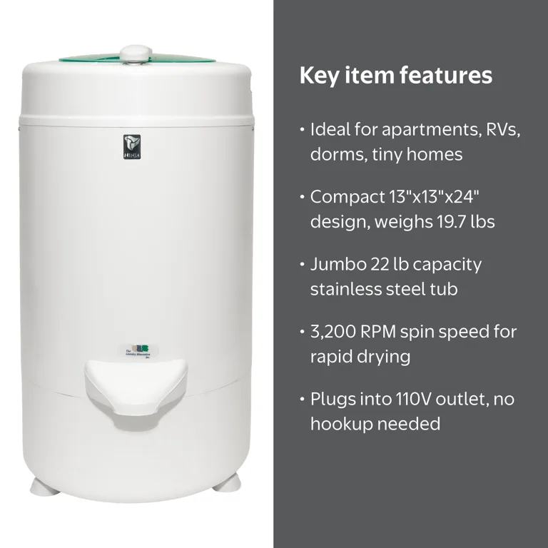 The Laundry Alternative Ninja 3200 RPM Spin Dryer, 22 lb capacity