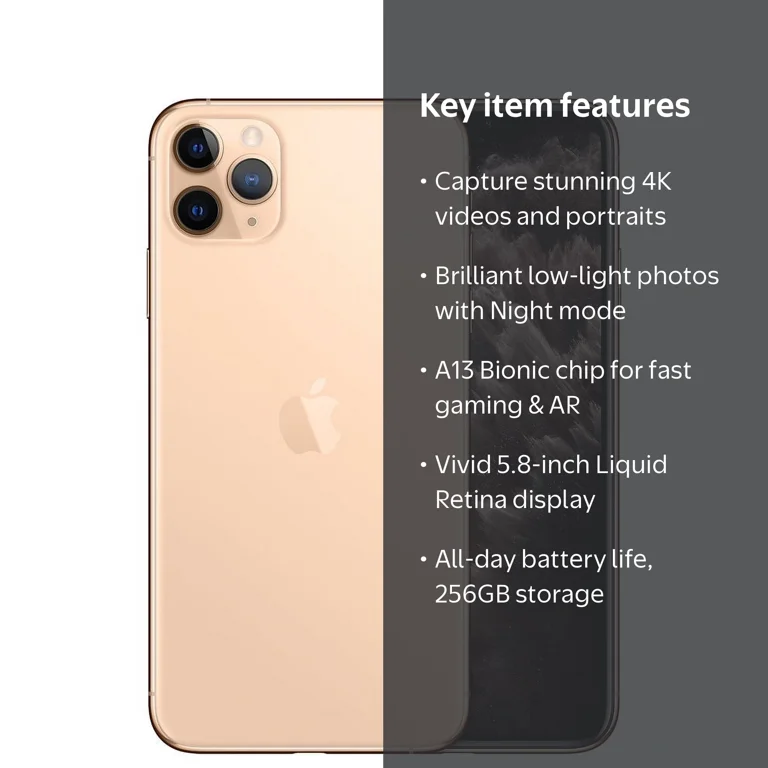 Restored Apple iPhone 11 Pro - Carrier Unlocked - 256GB Gold