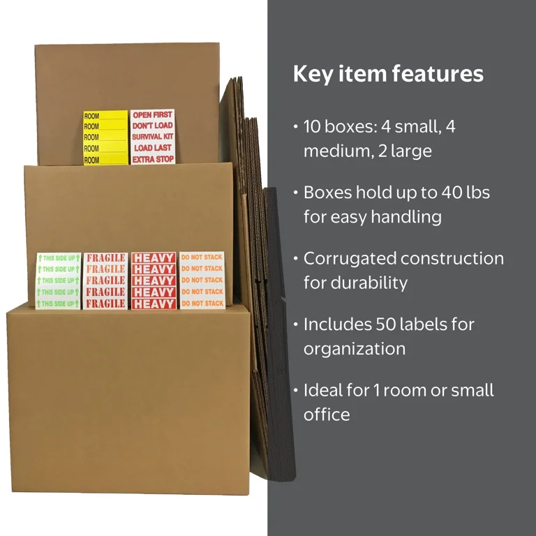 ValueSupplies By uBoxes Moving Kit #1 10 Small/Medium/Large Combo